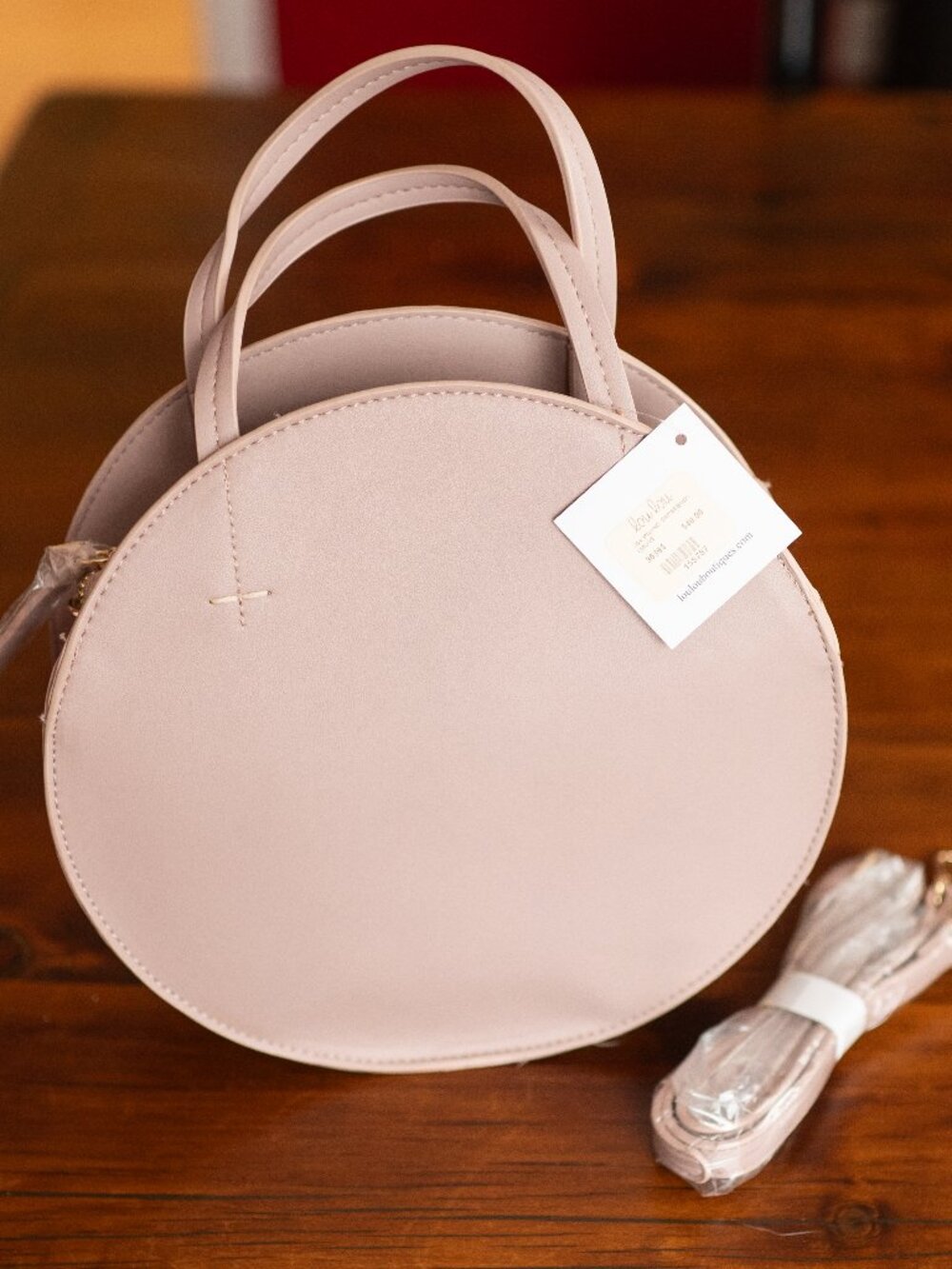 LouLou Boutique blush circle crossbody purse, NWT